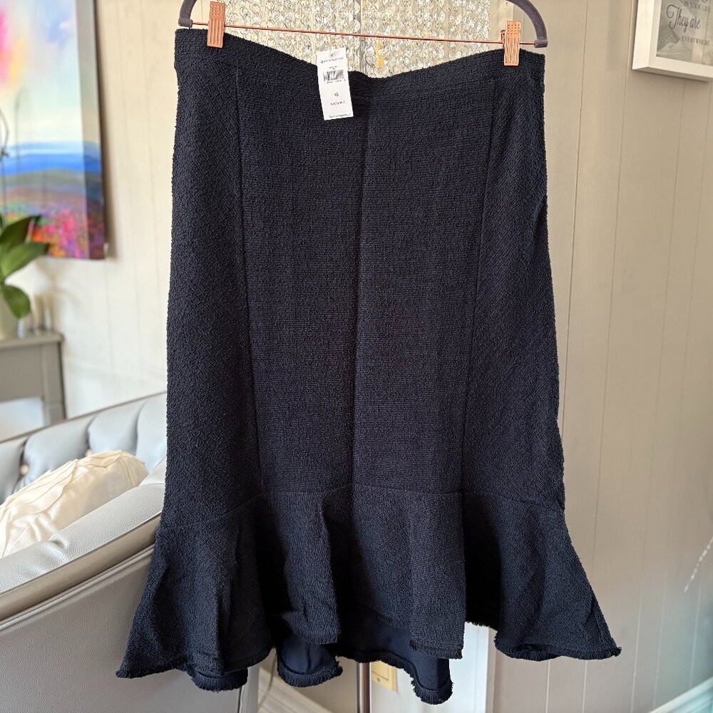 NWT Navy Ruffle Midi Skirt Sz 16 tall from Banana Republic